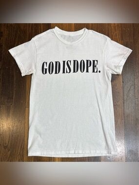 God Is Dope White T Shirt Size S Small Unisex Black Graphic Tee Christian Hip Ho